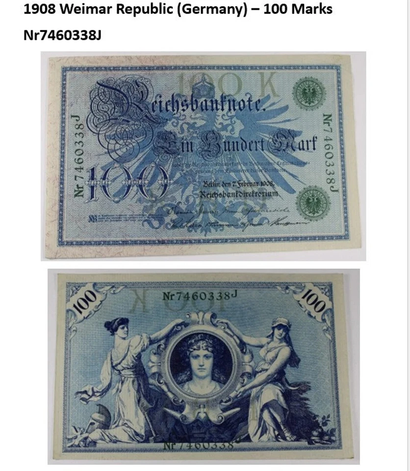 1908 German Empire 100 Mark banknote. All very good condition. - Image 4 of 4