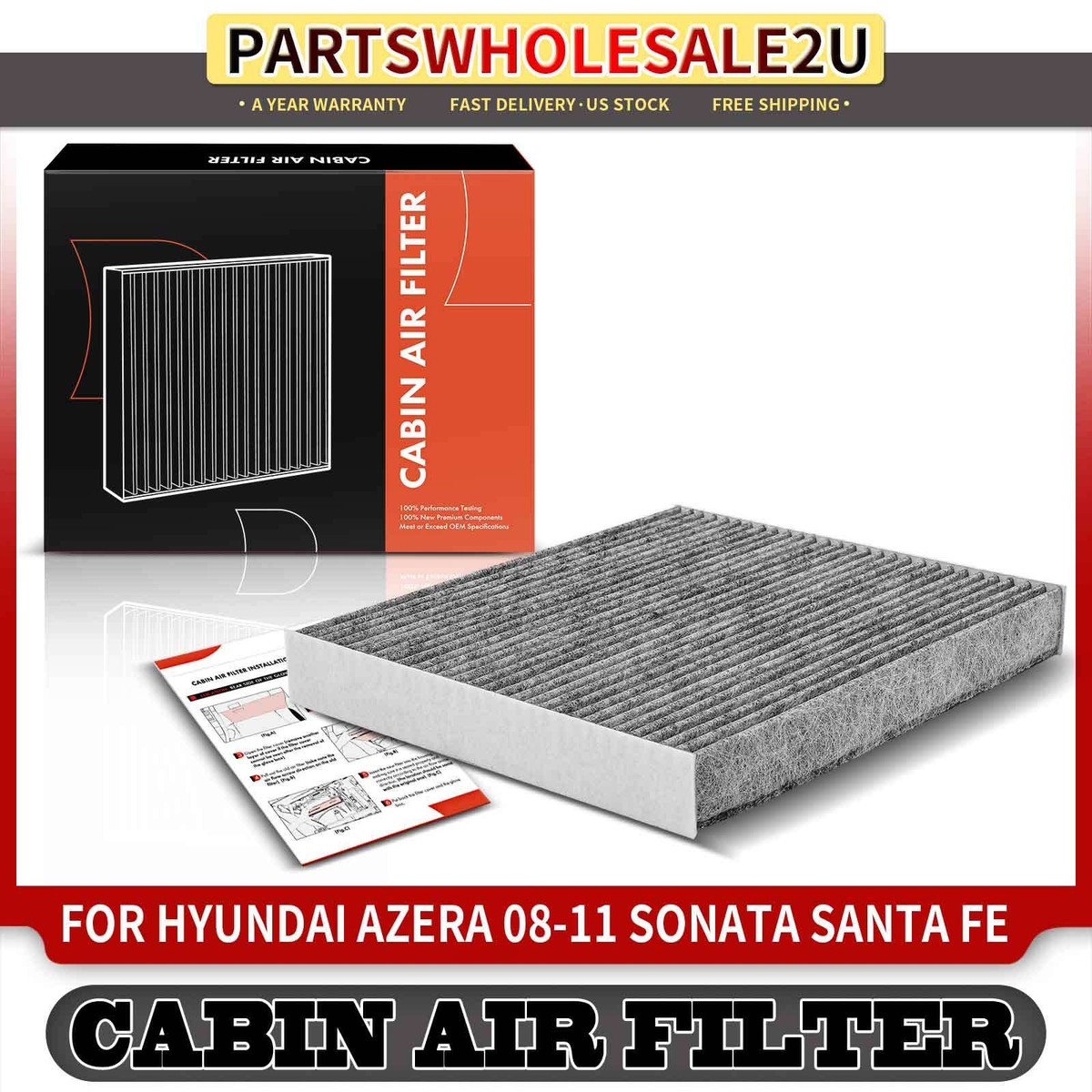 x2 Optima 06-10 Azera Santa Fe Sonata C35661 AC CABIN FILTER +Free Fast