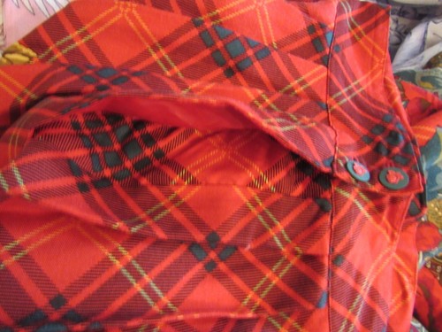 Herman Geist Red Plaid Floral Paisley Pleated Button Pockets Maxi Size 10 - Picture 5 of 9