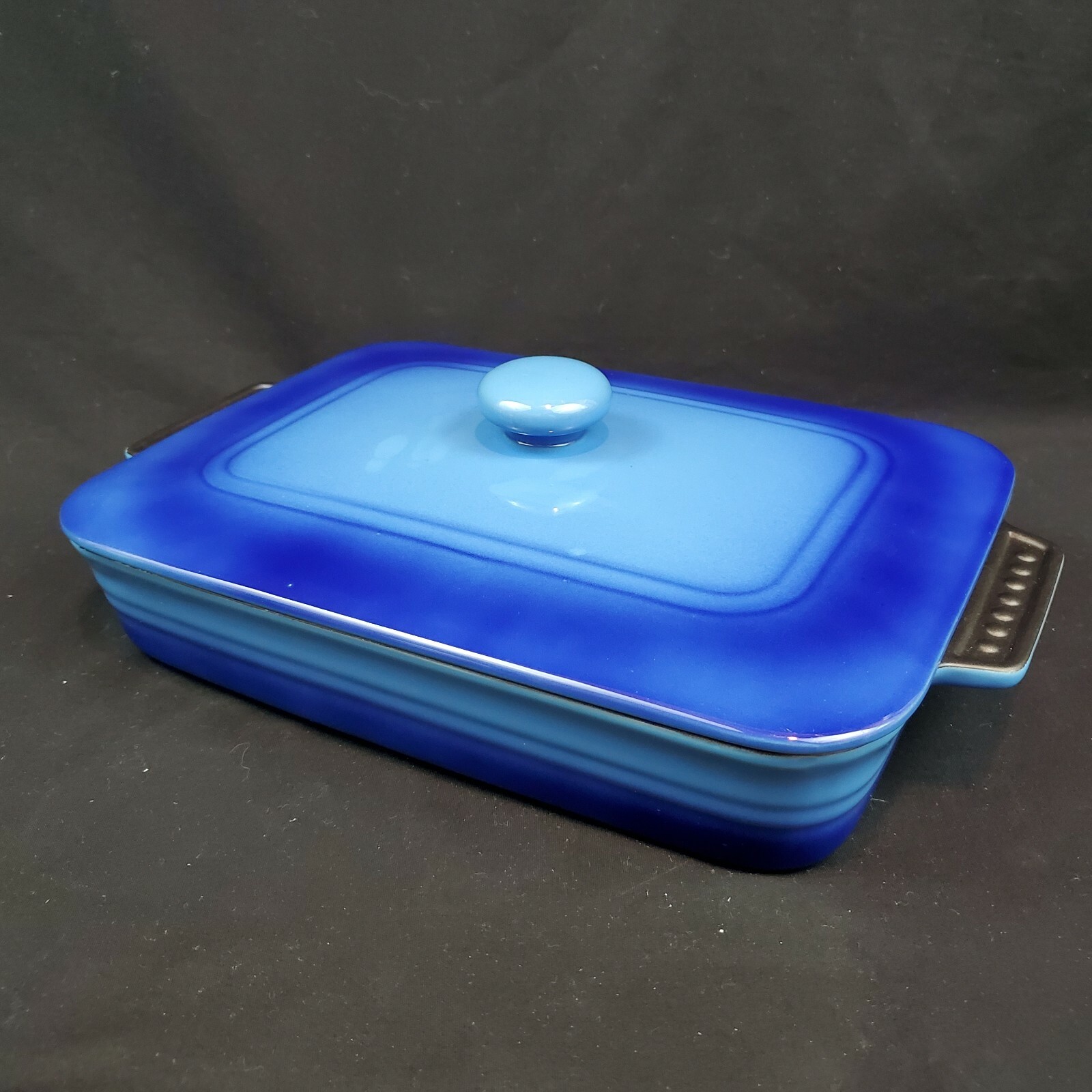 Parini Blue Ombre Ceramic Baking Dish Rectangular Non Stick with Lid