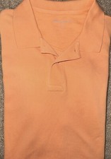 Mens Eddie Bauer Short Sleeve Orange Polo Shirt Size Large LG L - EUC