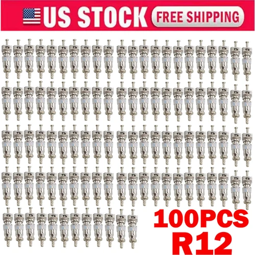 100Pc A/C Valve Core Valves For Schrader R134A R12 HVAC 1/4" Cores