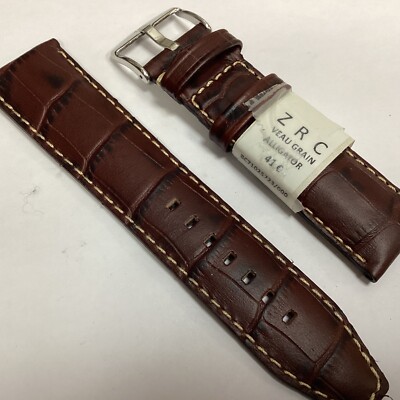 Bracelet De Montre ZRC 20mm - Cuir Grain Alligator Marron, Neuf Avec étiquettes