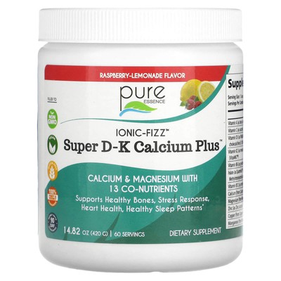 2 X Pure Essence, Ionic-Fizz, Super D-K Calcium Plus, Raspberry Lemonade, 14.82