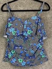  70 New Lands' End Women's Chlorine Resistant Scoop Neck Tankini Swim Top Blue 8