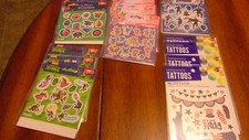18 sets of stickers and four sets of temporary tattoos. all New