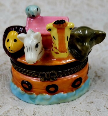 Noah's Ark Hinged Porcelain Trinket Box Vintage | eBay