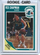 Rex Chapman 1989-90 Fleer Basketball ROOKIE Card #15-Charlotte Hornets. rookie card picture