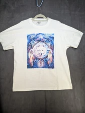 Vintage Hanes Wolf Dreamcatcher Native American Large White NOS
