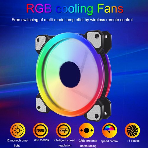 Controller RGB 12cm mit Kontroller Case Fan Set Gehäuse Lüfter Gehäuselüfter DE - Afbeelding 7 van 14