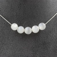 Halskette 5 Perlen Selenit Aus Marokko 8 Mm Kette Edelstahl Armbanduhr Women's