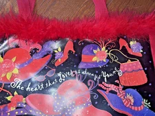 Red Hat Society Tote w/Feather Trim 14x11x3