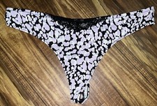 Vintage Secret Treasures High Hip Thong Animal Print Women s XXL 22 Black Lace