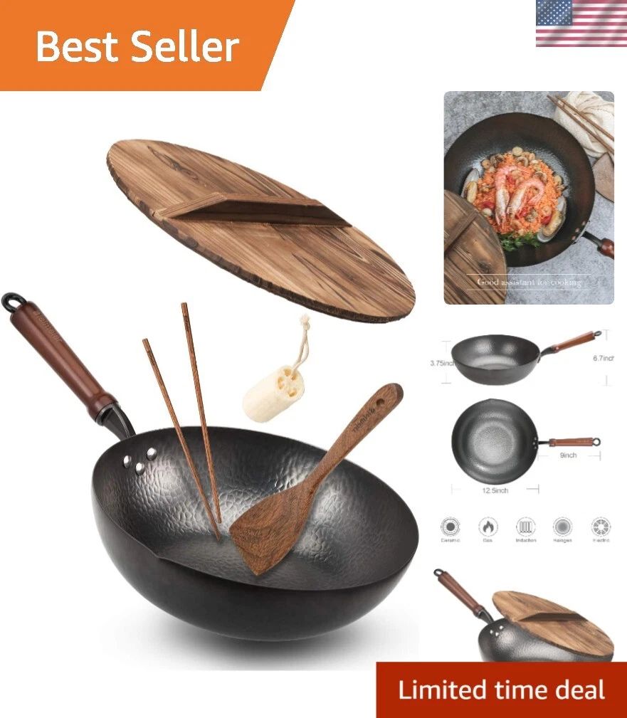 Rust-Resistant Carbon Steel Wok with Special Design Elements - Chef's Essential