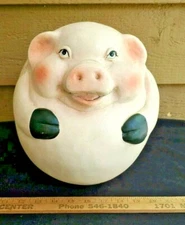 BIG ROUND PIG DECORATION YARD HOUSE 11" UNIQUE OINKER HEAVY HOLLOW