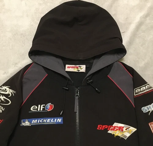 Speer Racing elf Arlen Ness RARE mens Black Motorsport Softshell Jacket size L image 3