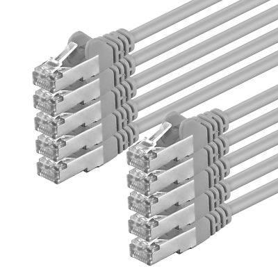 10 x 0,5m CAT.5e F/UTP Kabel geschirmt grau Patchkabel LAN DSL Netzwerk Ethernet