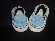 Handmade Crocheted Baby Boat Shoes 0 - 3 Months