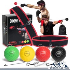 Boxing Fight Reflex 4 Balls Punch Speed Exercise With Head Band Training Fitness