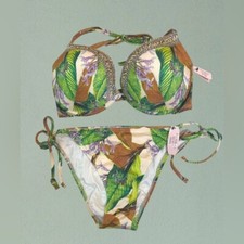 Victoria  s Secret Tropical Angel Halter Bikini Set 34D Top Medium Bottom