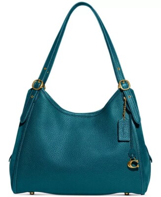 NEW Coach Lori Soft Mixed Leather Shoulder Bag, Deep Turquoise