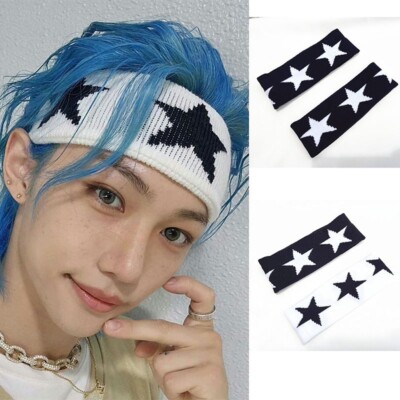 Stray Kids FELIX Pentagram Hairband Lee Know Black White Hair Band