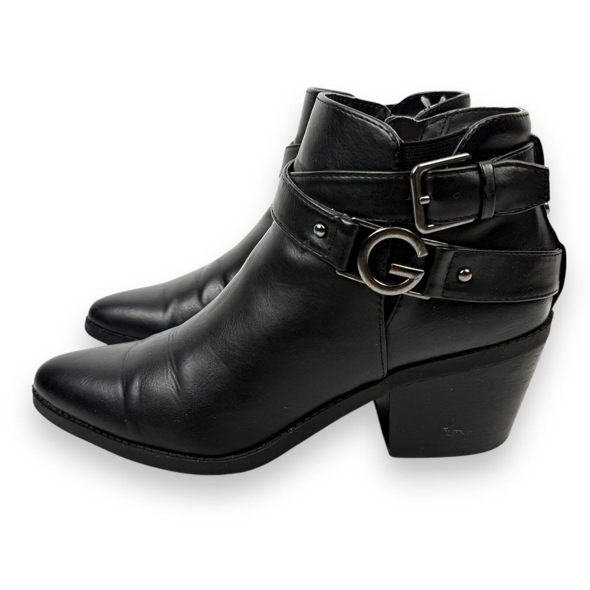 GUESS GBG black vegan leather cowgirl ankle boots