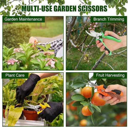 3 Pack Stainless Steel Pruning Shears & Garden Scissors, Handheld Clippe - Picture 8 of 9