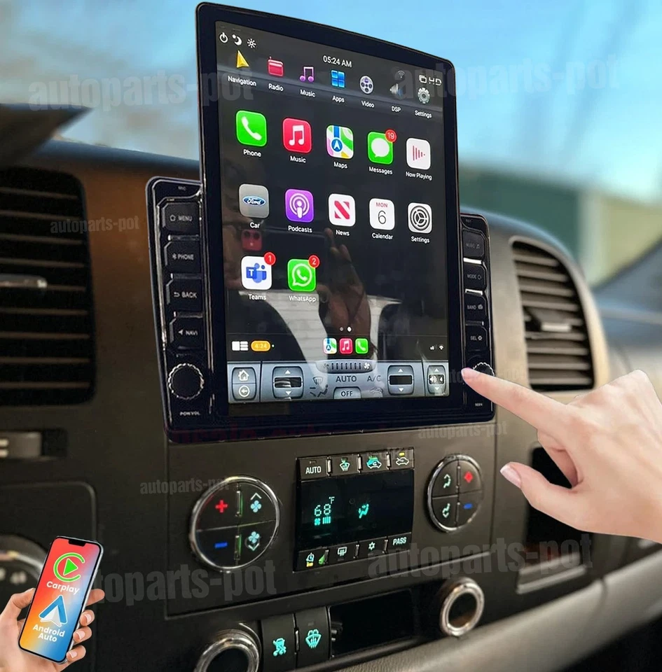 For 2007-2014 GMC Sierra 1500 2500 3500 CarPlay Android 13 Car Radio Stereo GPS - Image 2 of 4