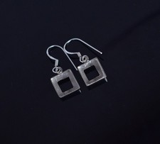 925 Sterling Silver 4mm Square Bezel Cup Hook Earrings Base DIY Handmade Jewelry