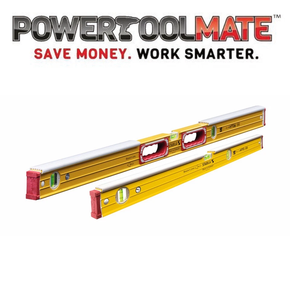 Stabila Masons Spirit Level 3 Vial Twin Pack 196-2K 60cm & 120cm Levels Set