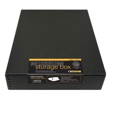Museum Archival Storage Box, Drop Front, 11.75x15.25x3 in, Black