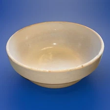 Vintage Stoneware Heavy Mixing Bowl 12¼” Cream Glaze Farmhouse Primitive Kitchen