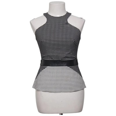 Bebe, Peplum Top, Größe: XS, Schwarz/Weiß #CNb