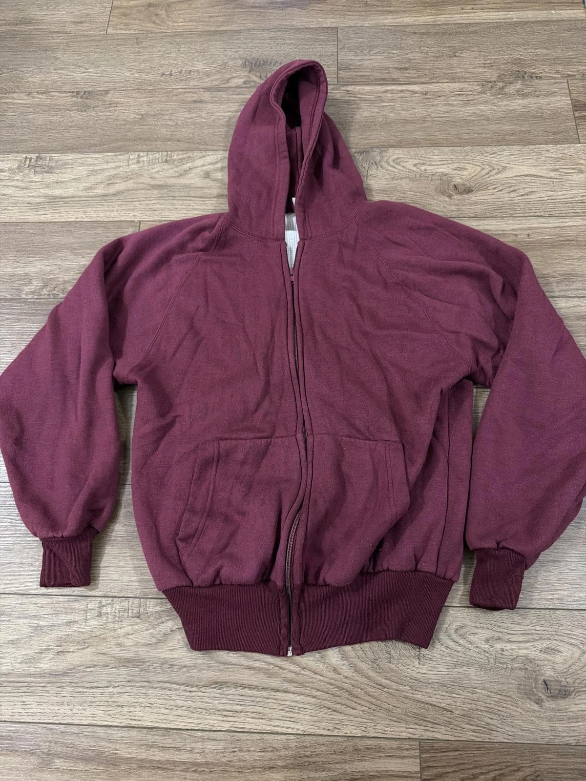 Vintage 90s Burgundy Thermal Lined Hoodie Blank Grunge Skate
Opens in a new window or tab
