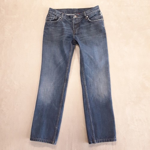 Womans Vintage Prada Straight Fit Jeans Sz.28 Blue Button Fly Distressed