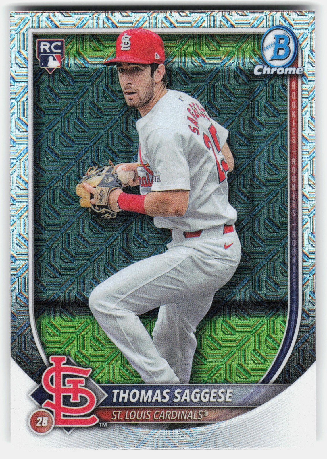 2025 Bowman Chrome Mojo Refractor Thomas Saggese Rookie #57 Cardinals RC