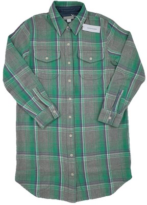 Outerknown Blanket Flannel Shirt Dress Womens Small Green Purple Gray Plaid