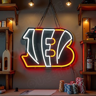 16''x12'' Cincinnati Bengals Sports LED Neon Sign With Dimmer USB Powered Light