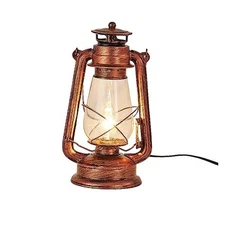  Rustic Lantern Table Lamp Plug-in Old Fashioned Night Light Perfect for 