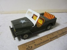 LOT OF 2  7-1/4" LONG  GREEN JAPANESE TIN ARMY JEEP TOY.