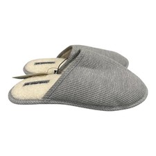 WindRiver Slippers Womens Size 8 Gray Fabric Mule Faux Fur House Cozy Shoes