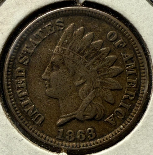 1863 Indian Head Cent Penny VF  - Very Fine Condition