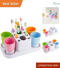 Toothbrush Holder Organizer Stand Plastic Family Bathroom Storage Green Blue ...