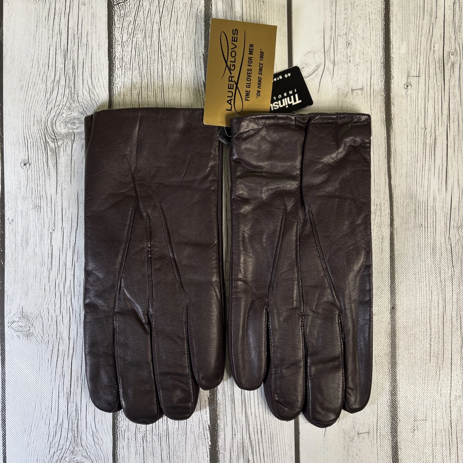 LAUER LITE GENUINE LEATHER BROWN FINE GLOVE FOR MEN ONE SIZE FITS ALL JUMBO SIZE