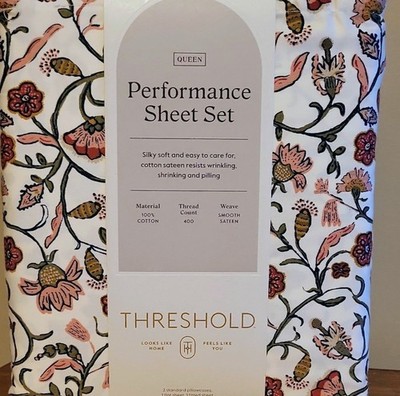 Threshold performance sheets QUEEN warm floral NEW!