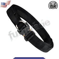 1X New Tactical Quick Release Battle 2 Layer Heavy Duty Metal Buckle Belt Black