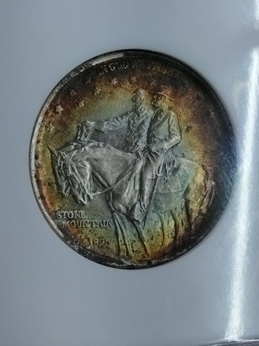 AMAZING RING "O" FIRE TONED NGC MS 63 1925 STONE MOUNTAIN HALF DOLLAR - Picture 5 of 9