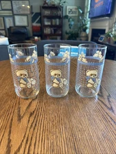 Vintage Libbey Tienshan Theodore Country Bear Tumblers Drinking Glasses~Set of 3
