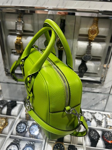 Michael Kors Thompson Medium Leather Satchel Purse Bag Lime Crossbody Mk Handbag